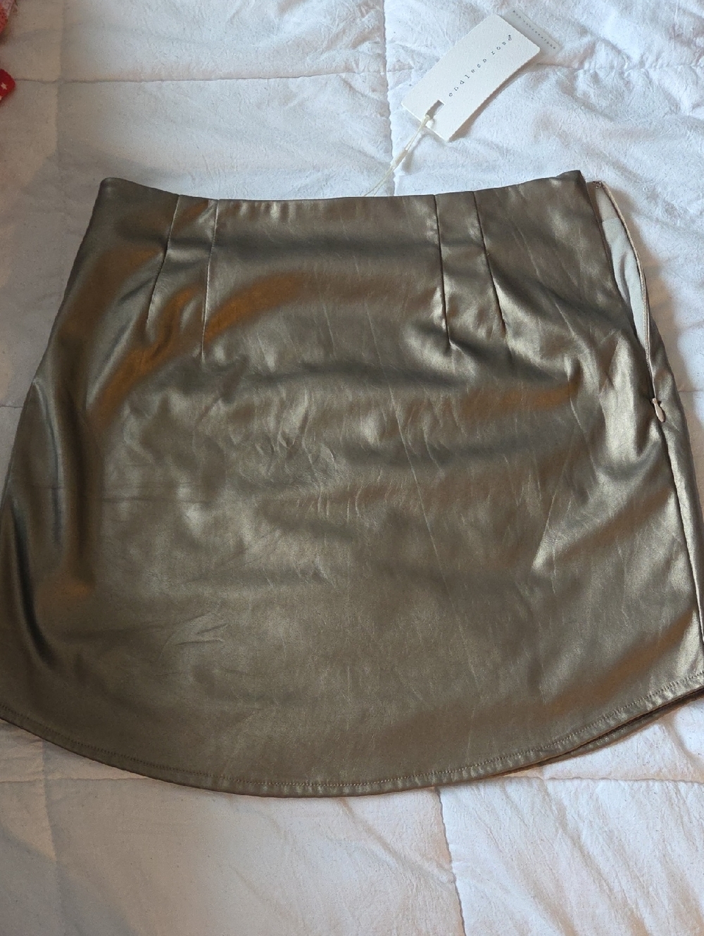 Endless Rose Metallic Pewter Faux-Leather Mini Skirt